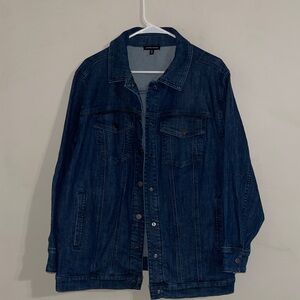 Universal Standard Denim Chore Jacket in a dark indigo wash